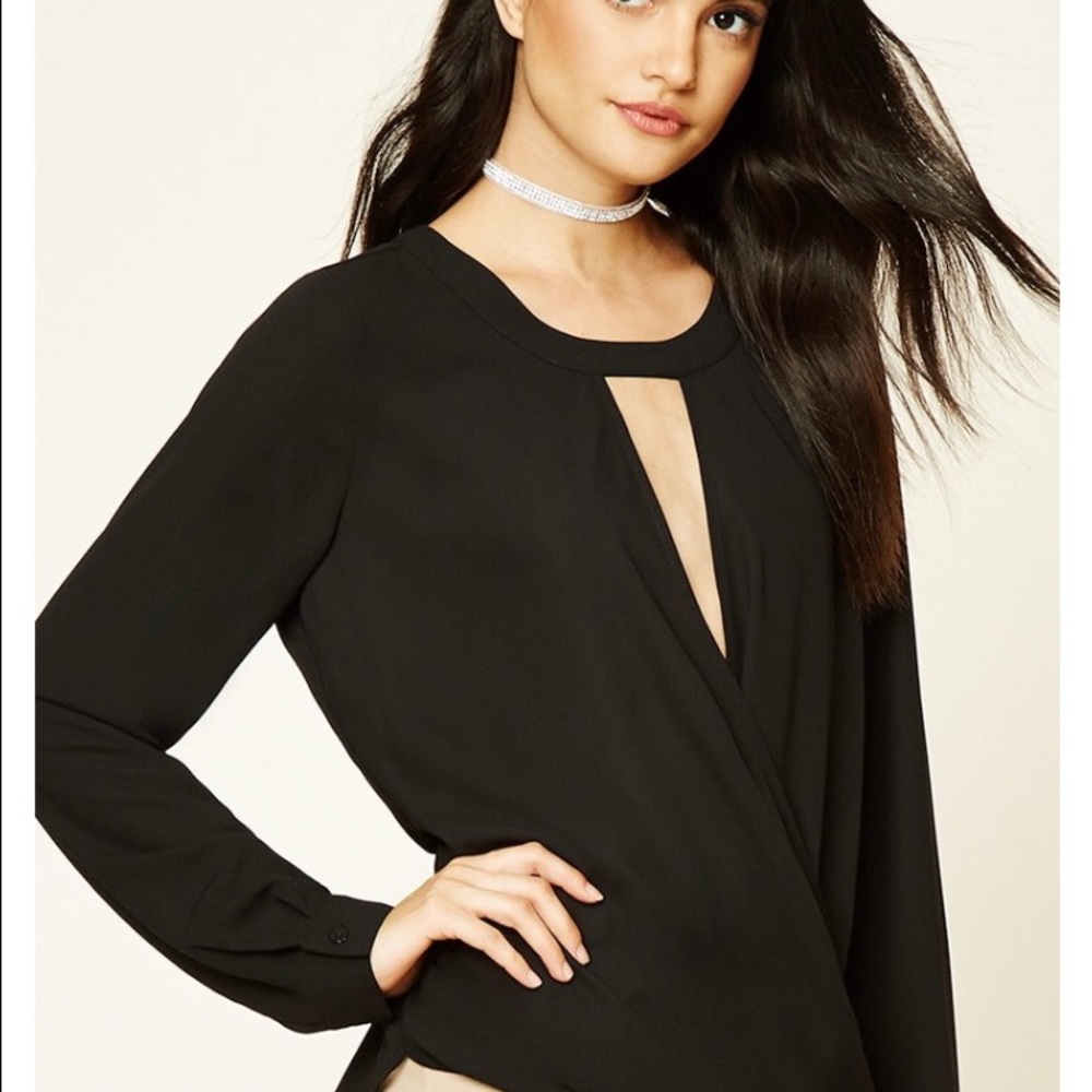 Woman Top Open V Neck Blouse